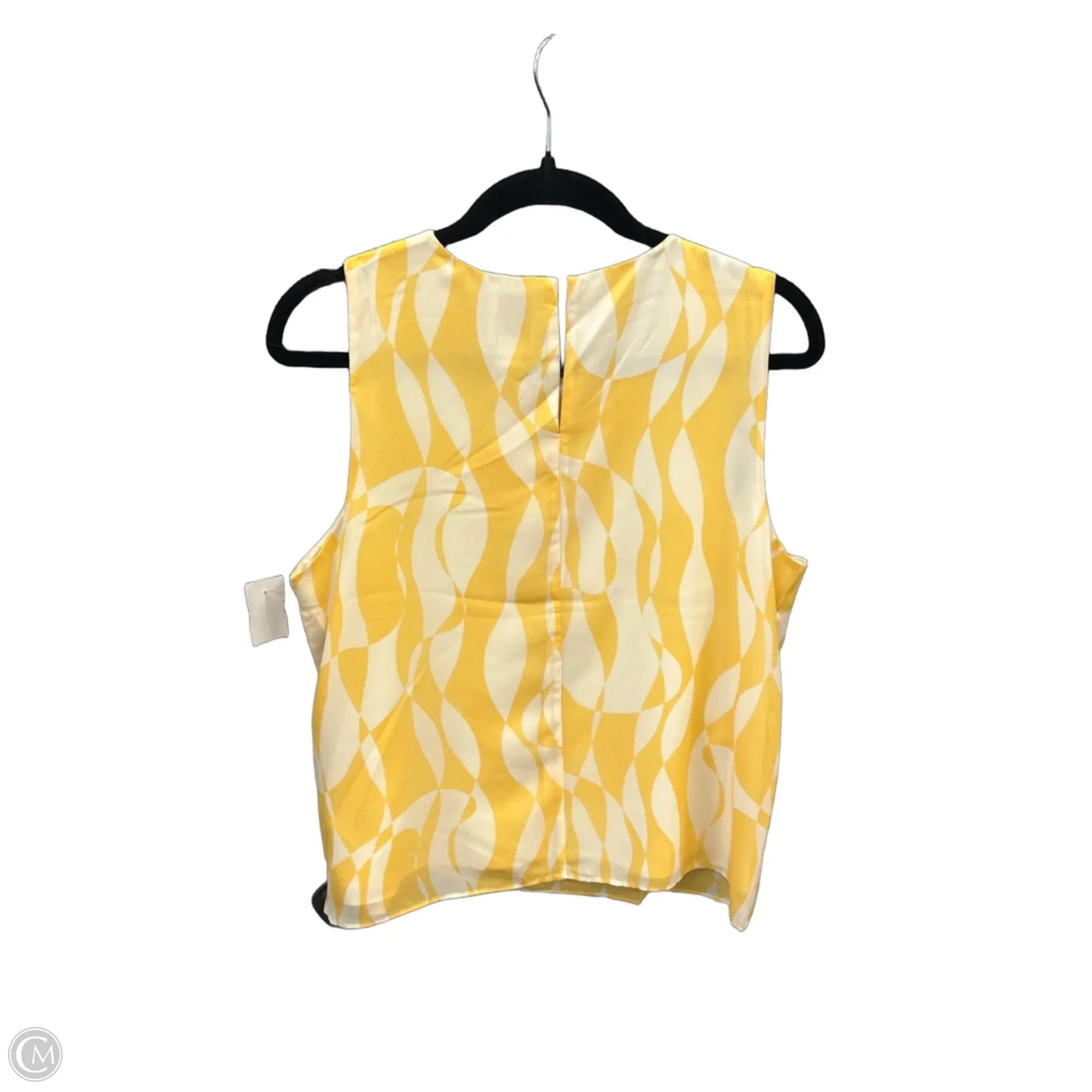 Top Sleeveless By Calvin Klein In White & Yellow, Size: M