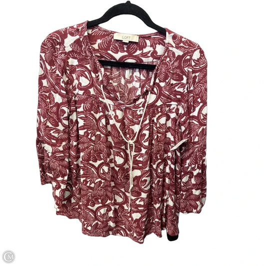 Top Long Sleeve By Loft In Red & White, Size: S