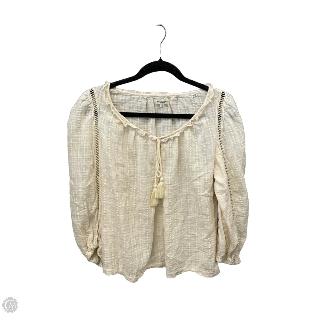 Top Long Sleeve By Max Studio In Cream, Size: S