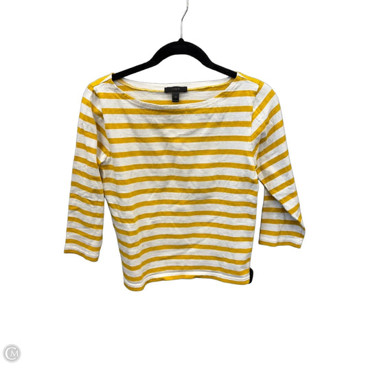 Top 3/4 Sleeve By J. Crew In White & Yellow, Size: Xs