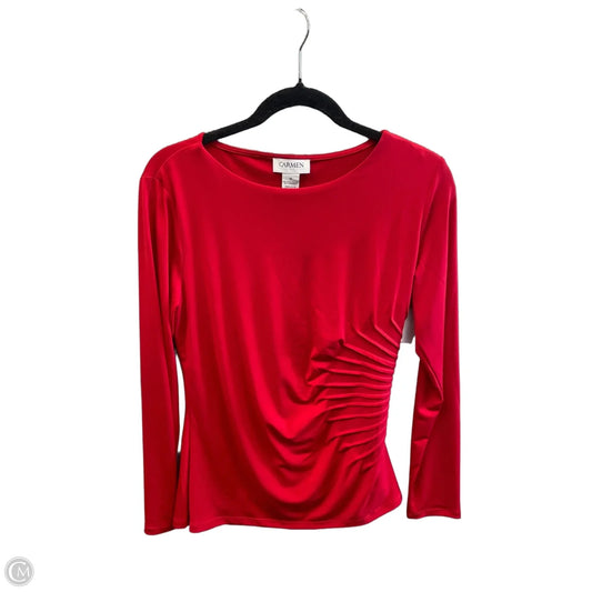 Top Long Sleeve By Carmen By Carmen Marc Valvo In Red, Size: M