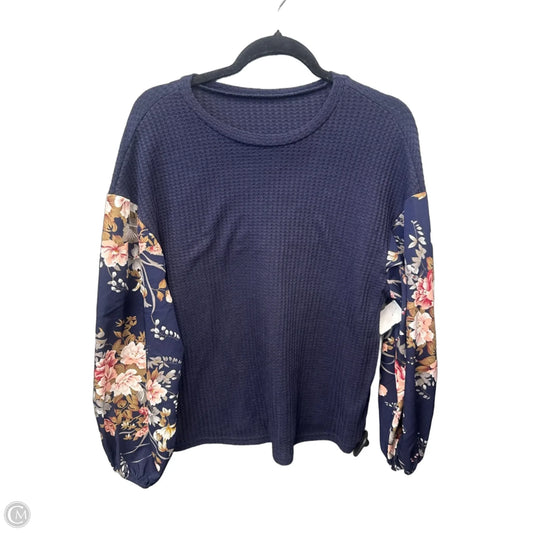 Top Long Sleeve By Shein In Navy, Size: M