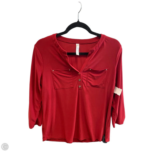 Top Long Sleeve By Perseption Concept In Red, Size: M