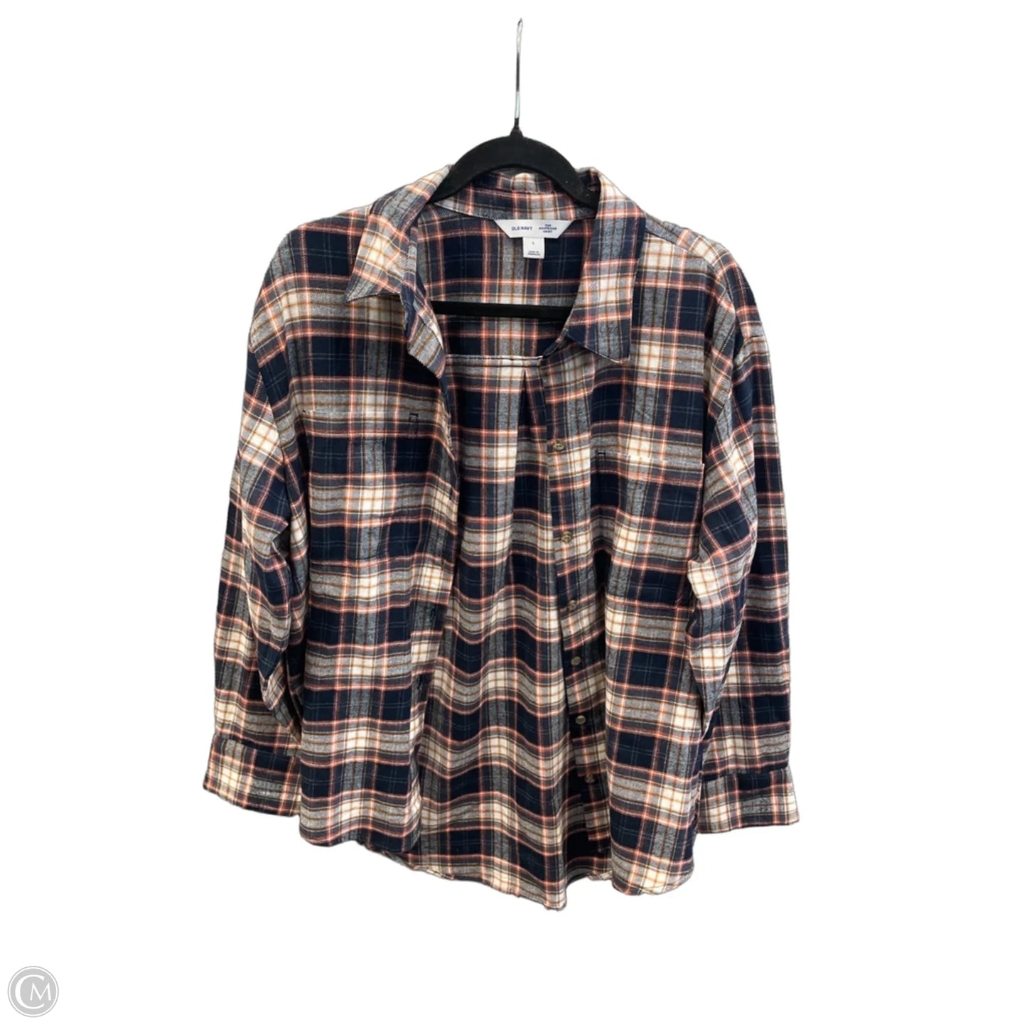 Top Long Sleeve By Old Navy In Plaid Pattern, Size: L