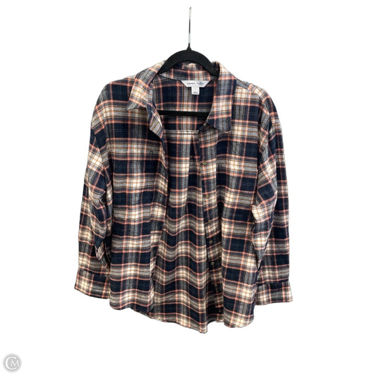 Top Long Sleeve By Old Navy In Plaid Pattern, Size: L