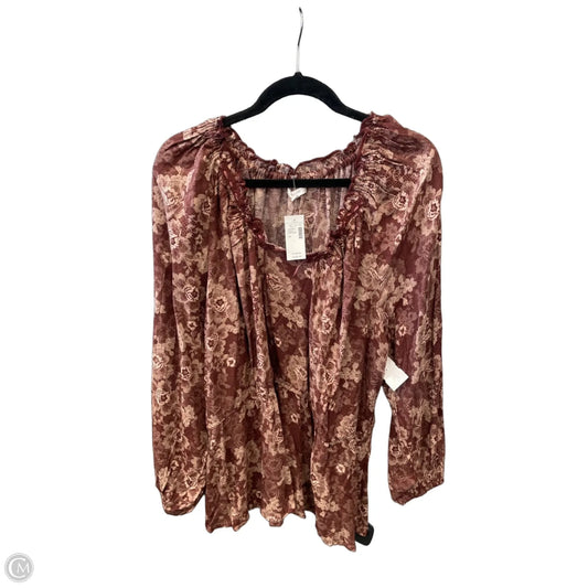 Top Long Sleeve By Maurices In Brown, Size: 2x