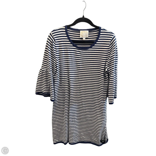 Tunic Long Sleeve By Sts Blue In Blue & White, Size: Xl