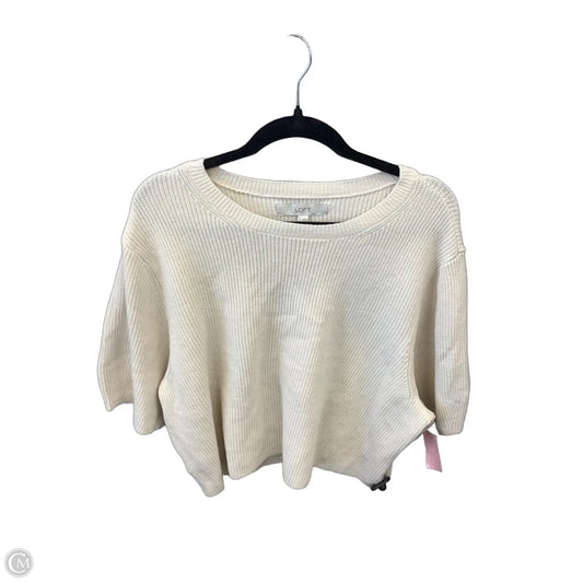 Sweater Short Sleeve By Loft In Cream, Size: Xl