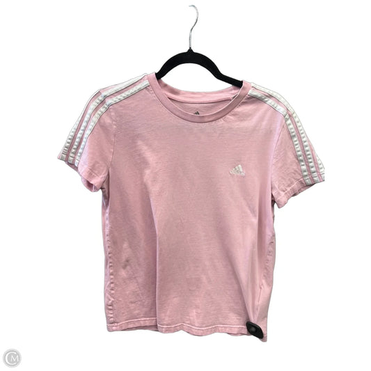 Athletic Top Short Sleeve By Adidas In Pink, Size: L