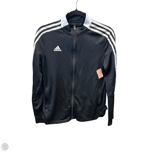 Athletic Jacket By Adidas In Black & White, Size: M