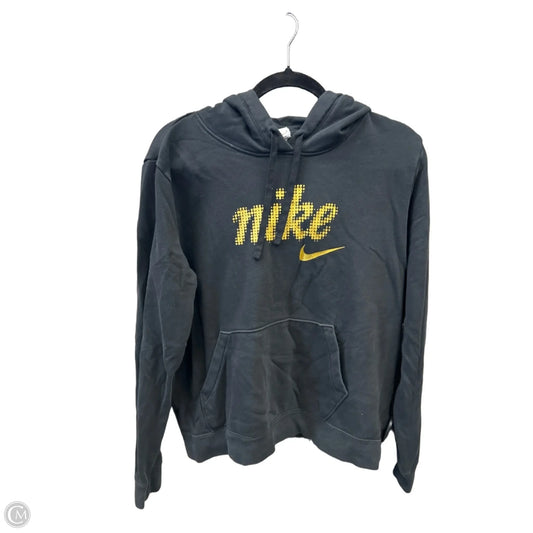 Sweatshirt Hoodie By Nike In Black & Gold, Size: L