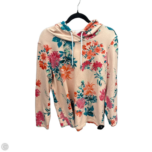 Athletic Top Long Sleeve Hoodie By D&co. In Floral Print, Size: M