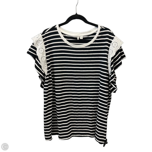 Top Short Sleeve By Cato In Black & White, Size: 3x
