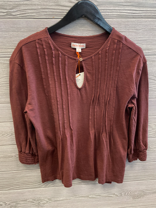 Top Long Sleeve By Knox Rose In Brown, Size: Xs