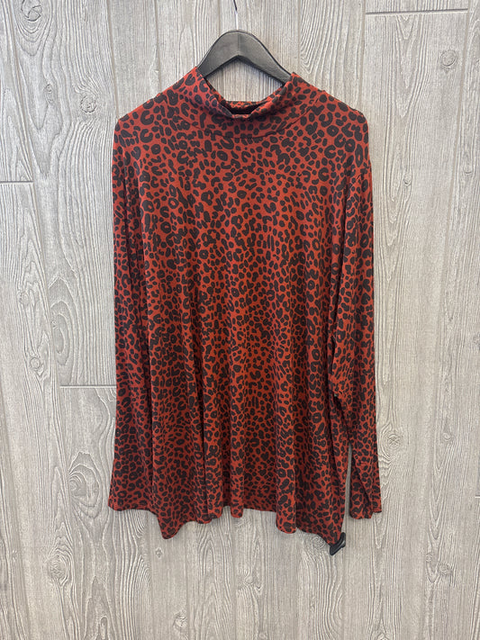 Top Long Sleeve By Ava & Viv In Animal Print, Size: 3x