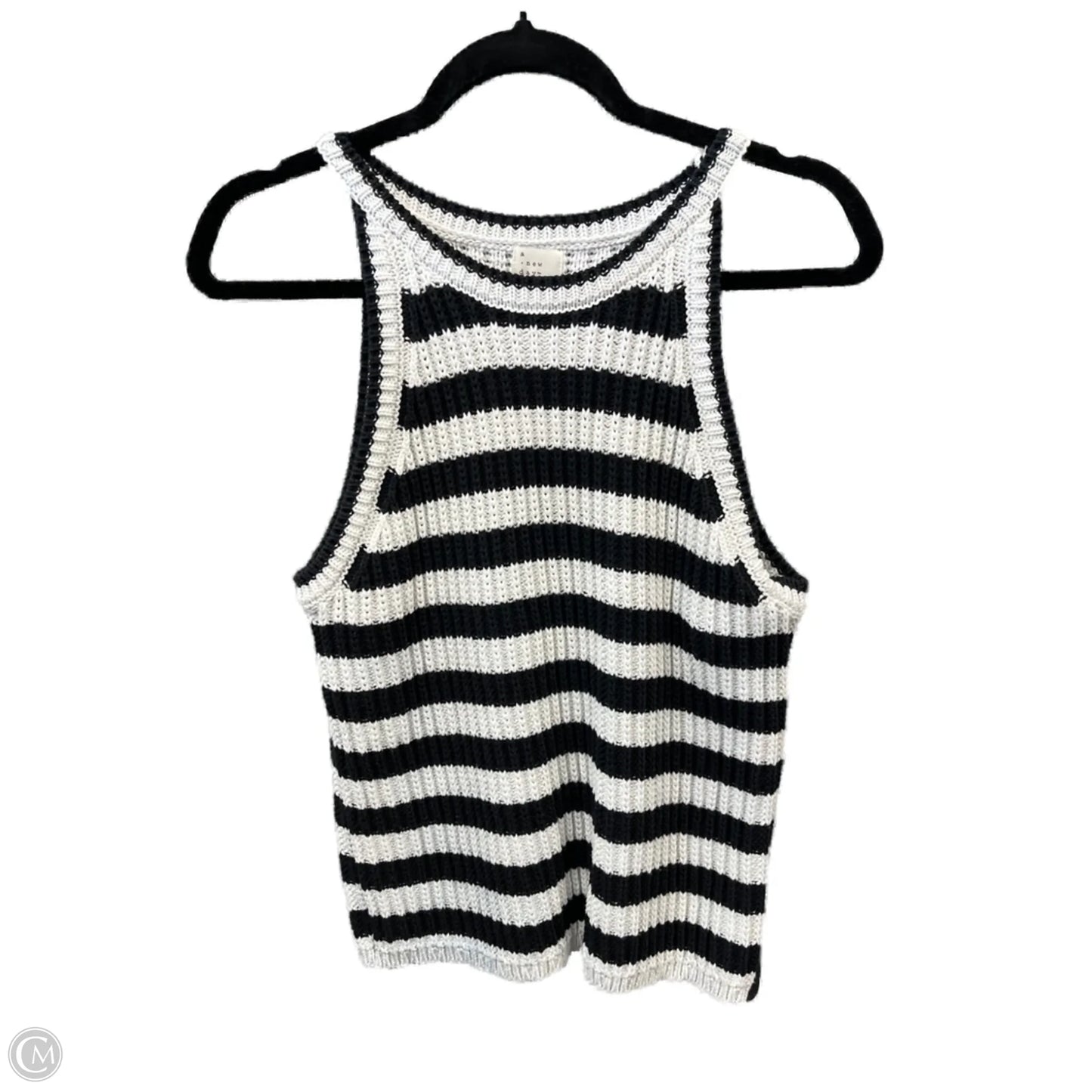 Sweater Short Sleeve By A New Day In Striped Pattern, Size: L
