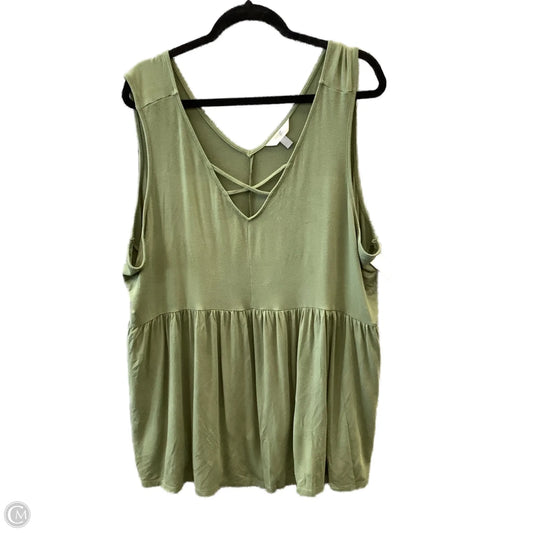 Top Sleeveless By Terra & Sky In Green, Size: 2x
