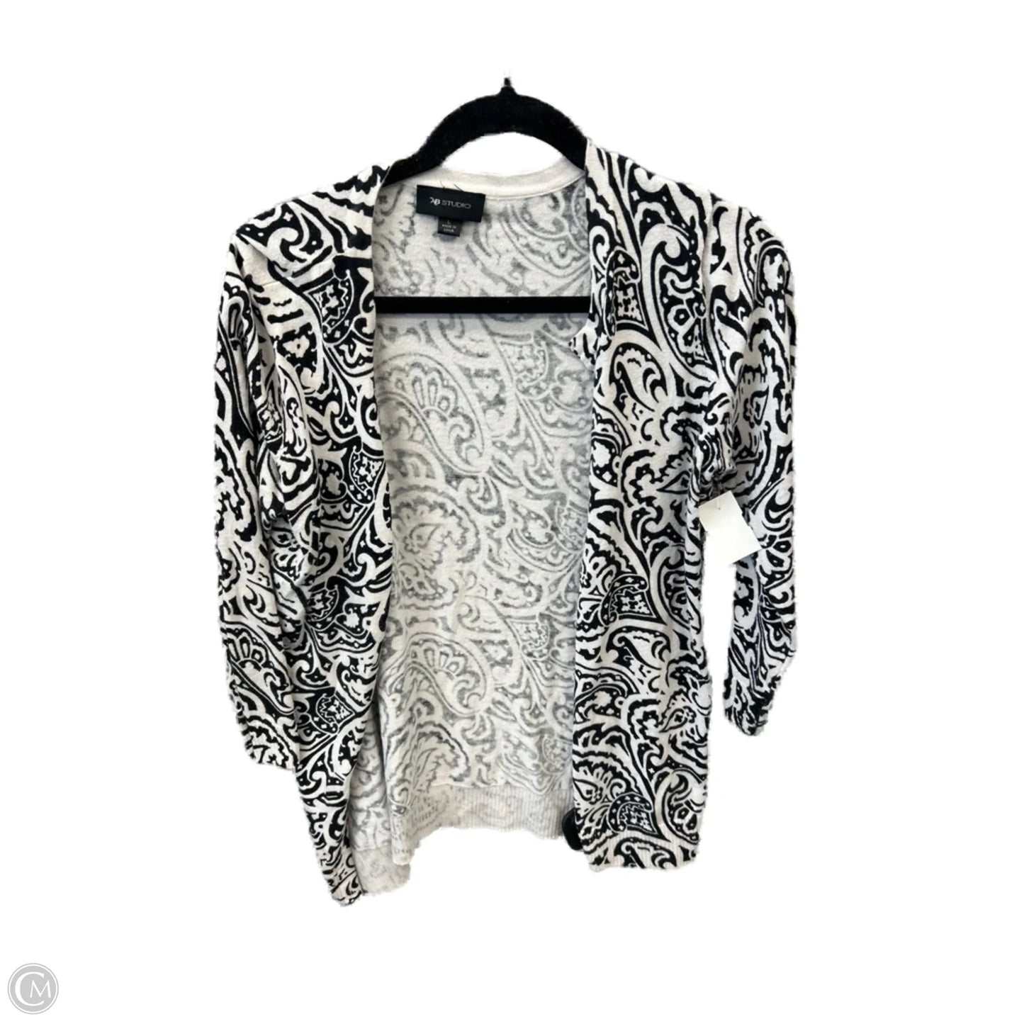 Cardigan By Ab Studio In Black & White, Size: L