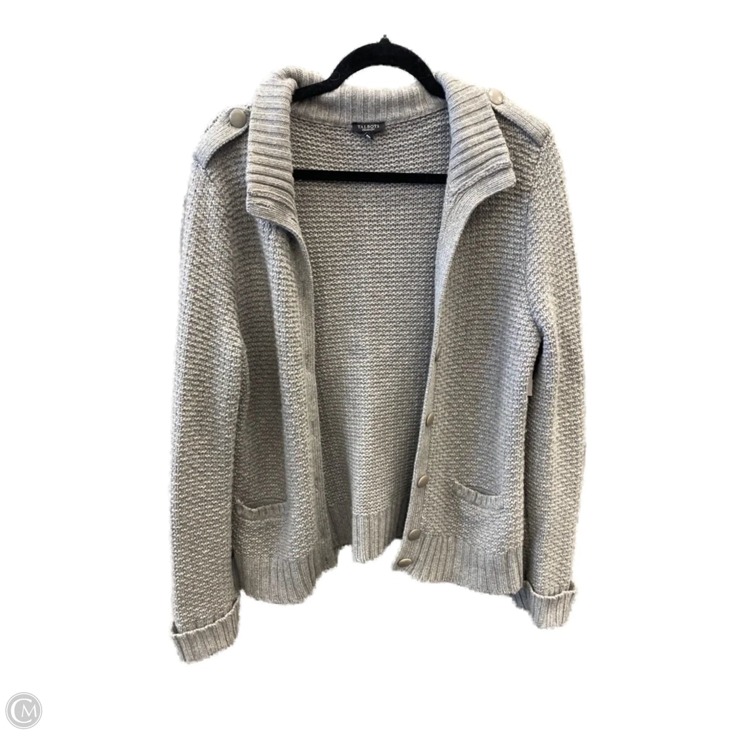 Sweater Cardigan By Talbots In Grey, Size: L