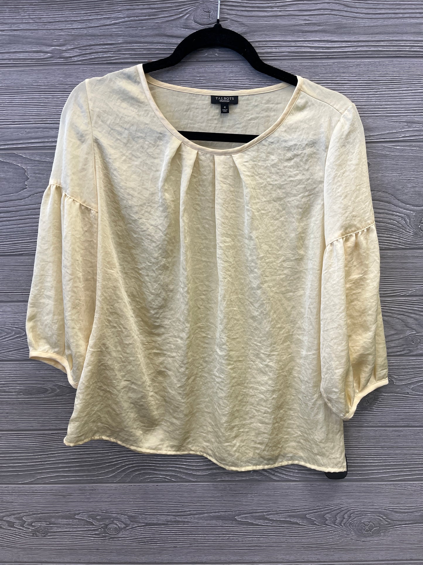 Top 3/4 Sleeve By Talbots In Yellow, Size: S