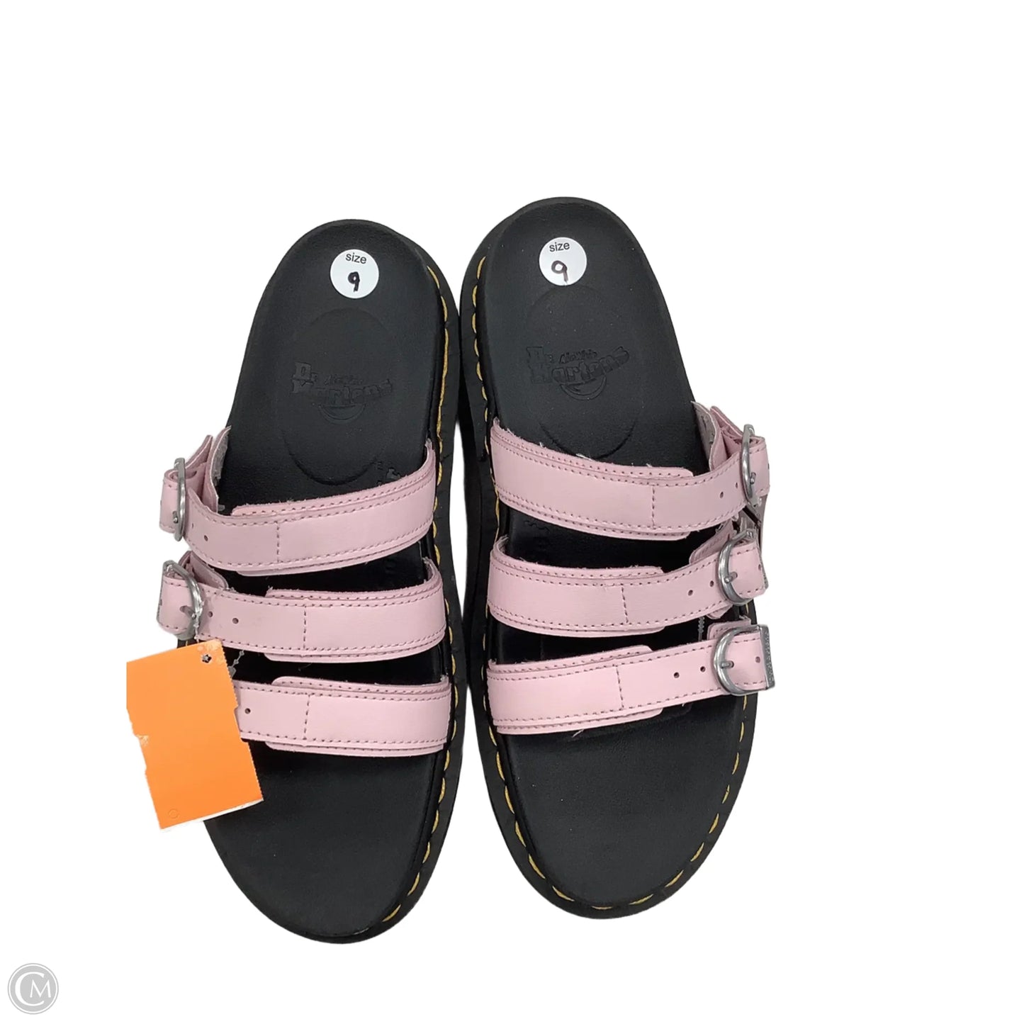 Sandals Flats By Dr Martens In Black & Pink, Size: 9