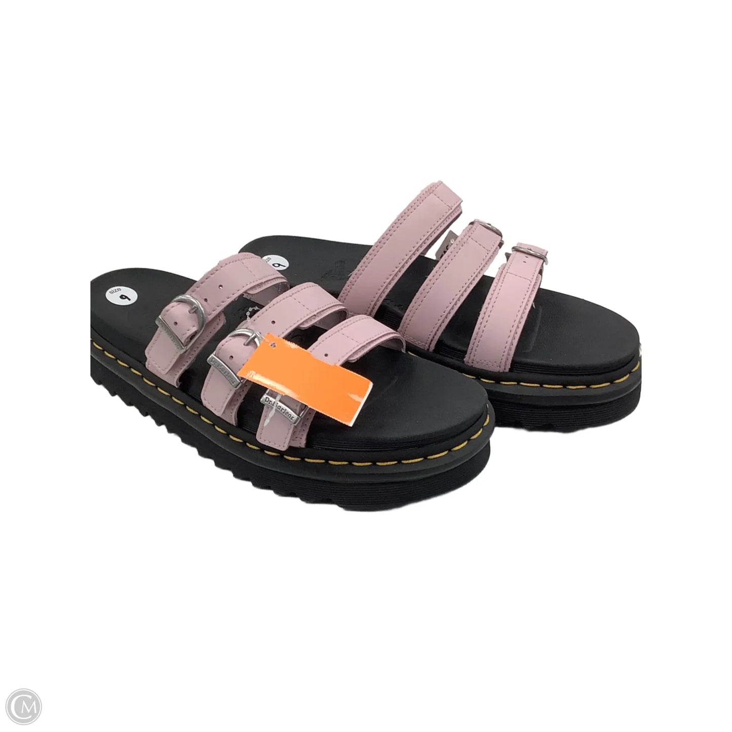 Sandals Flats By Dr Martens In Black & Pink, Size: 9