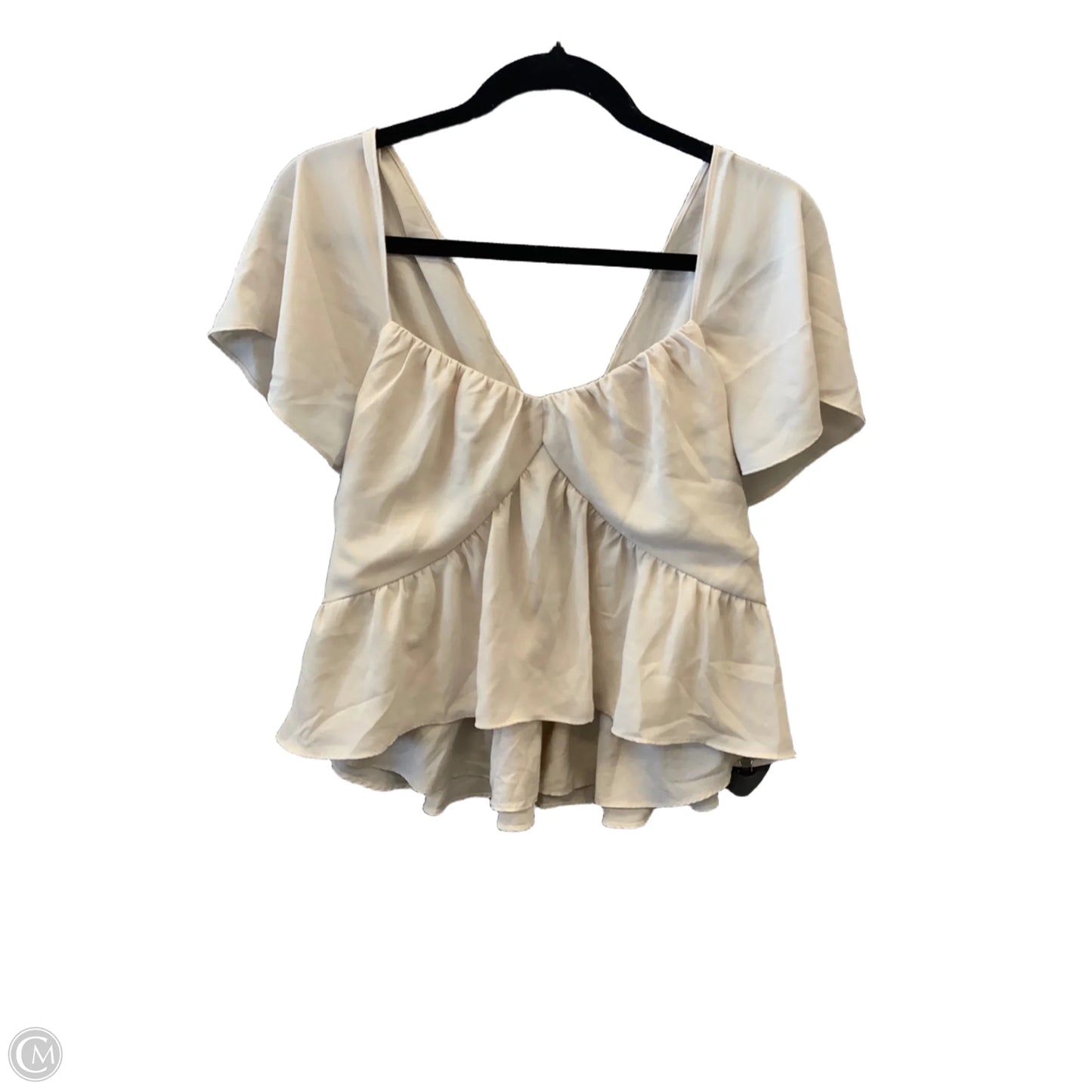 Top Short Sleeve By Express In Tan, Size: L