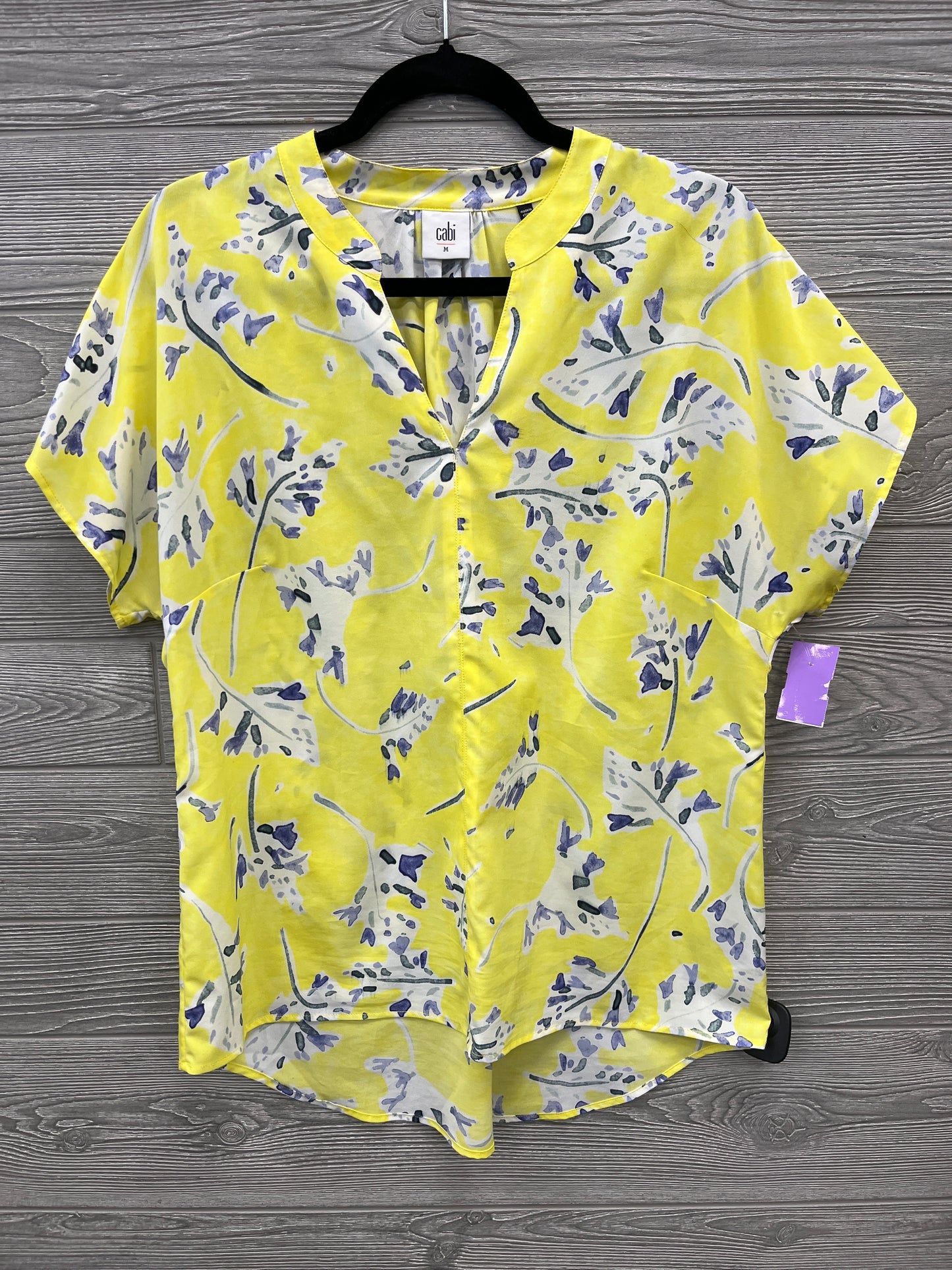 Top Short Sleeve By Cabi In Yellow, Size: M