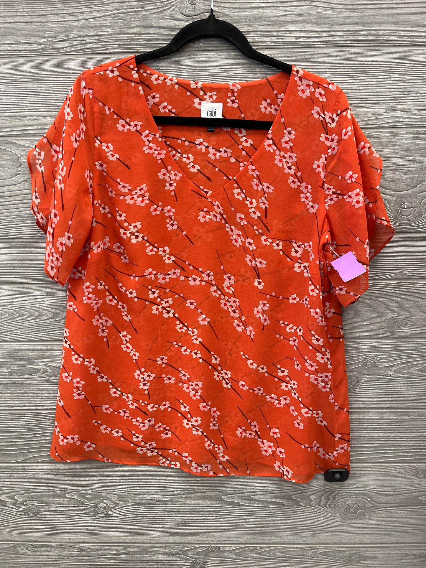 Top Short Sleeve By Cabi In Orange, Size: M