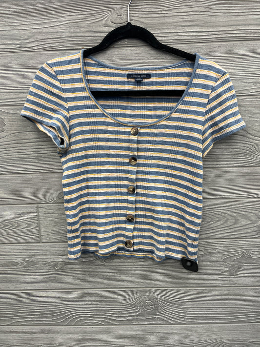 Top Short Sleeve By American Eagle In Striped Pattern, Size: S