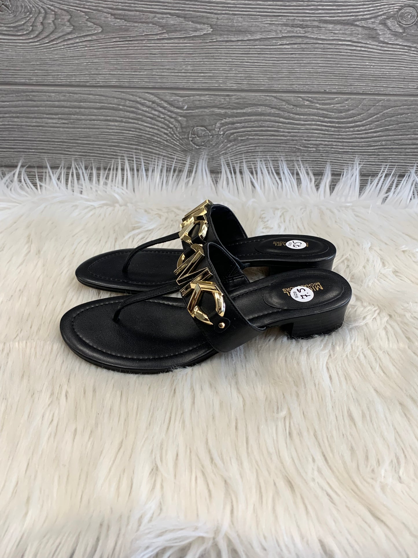 Black Sandals Flats Michael By Michael Kors, Size 7.5