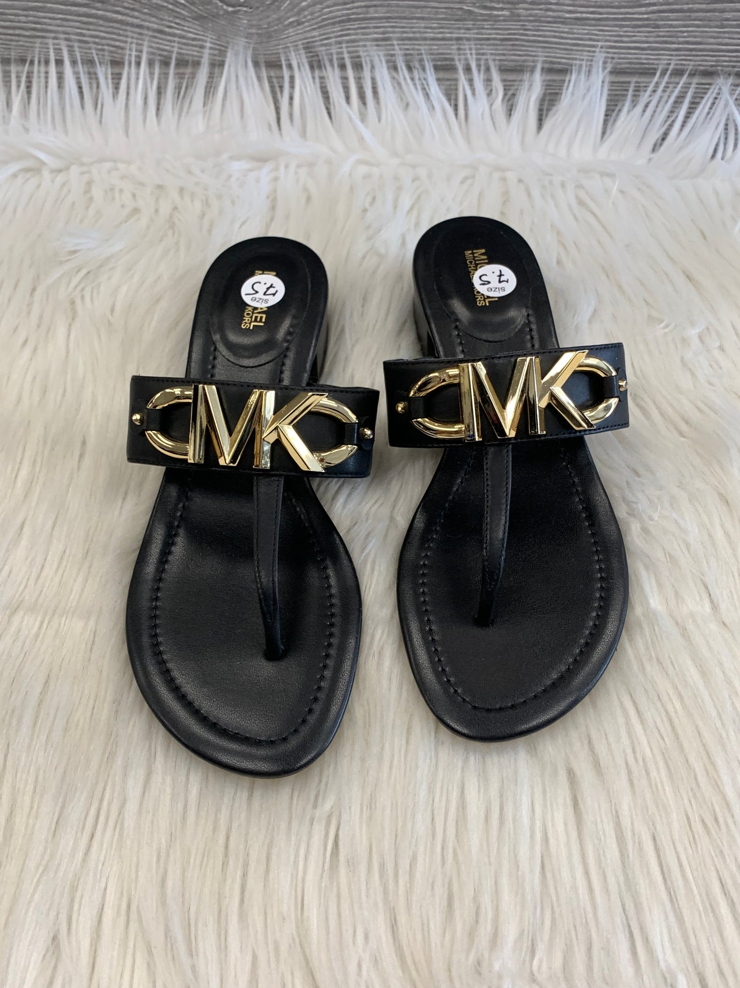 Black Sandals Flats Michael By Michael Kors, Size 7.5