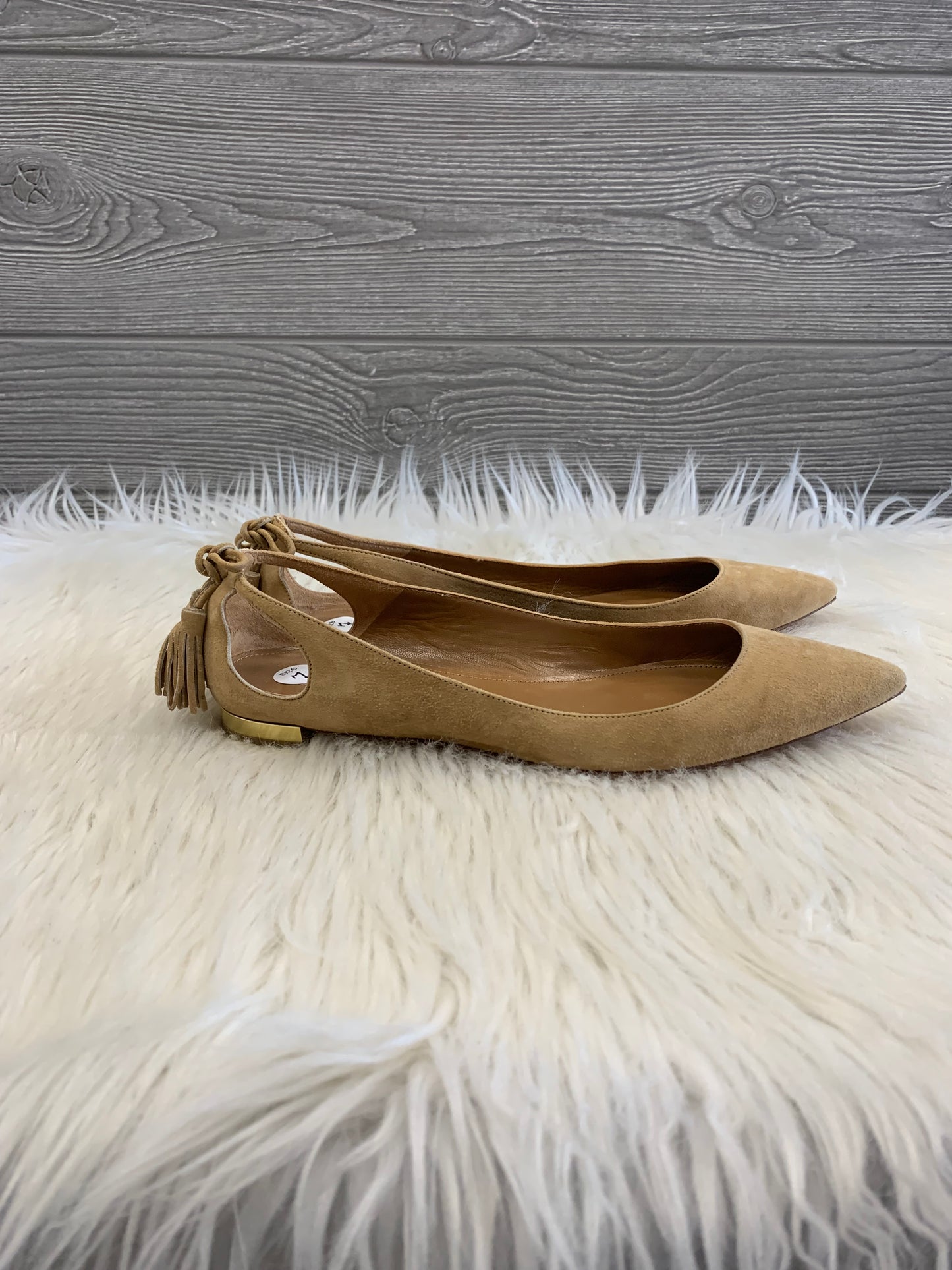 Tan Sandals Flats Aquazzura, Size 7