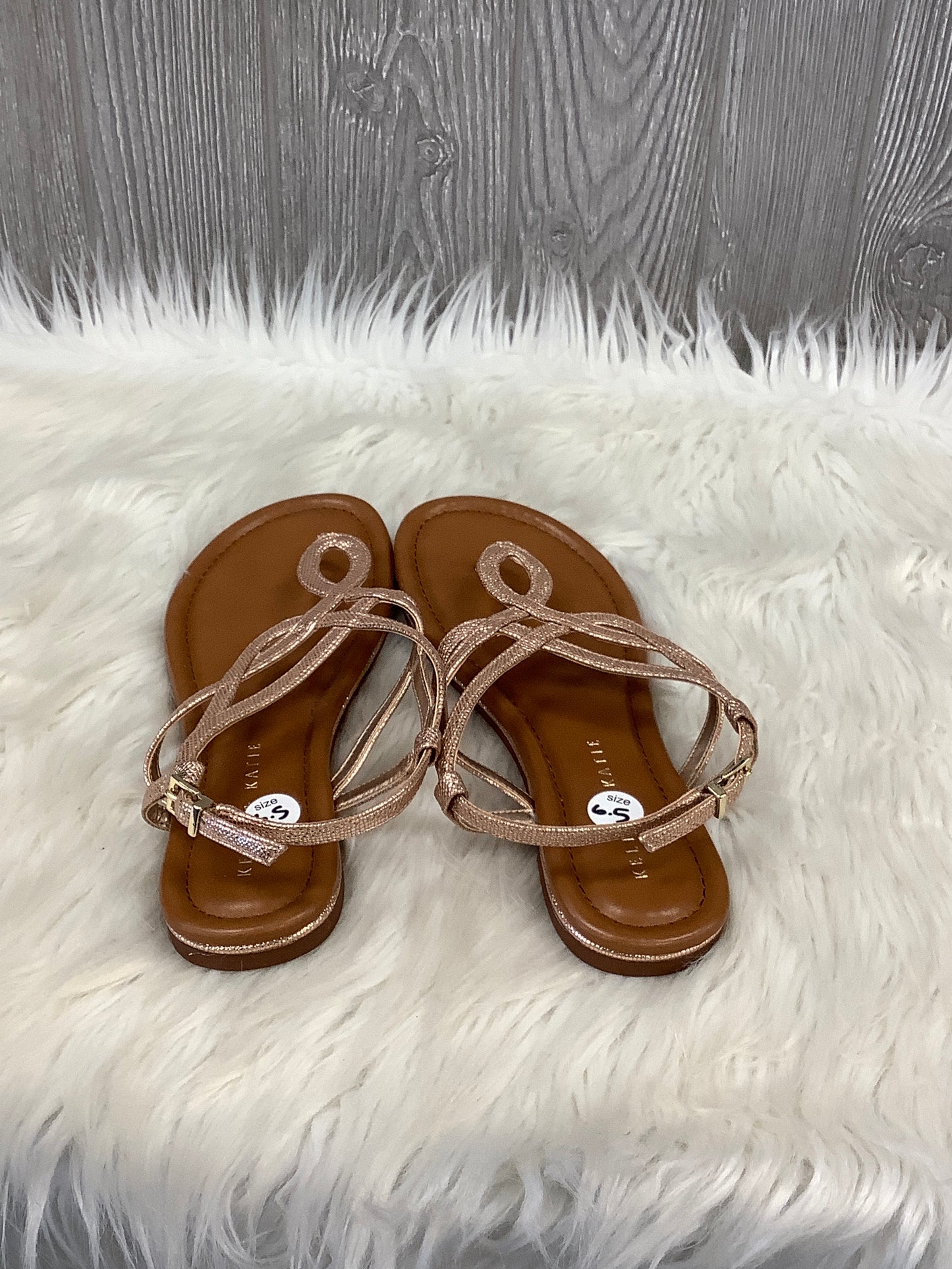 Sandals Flats By Kelly And Katie In Rose Gold, Size: 6.5