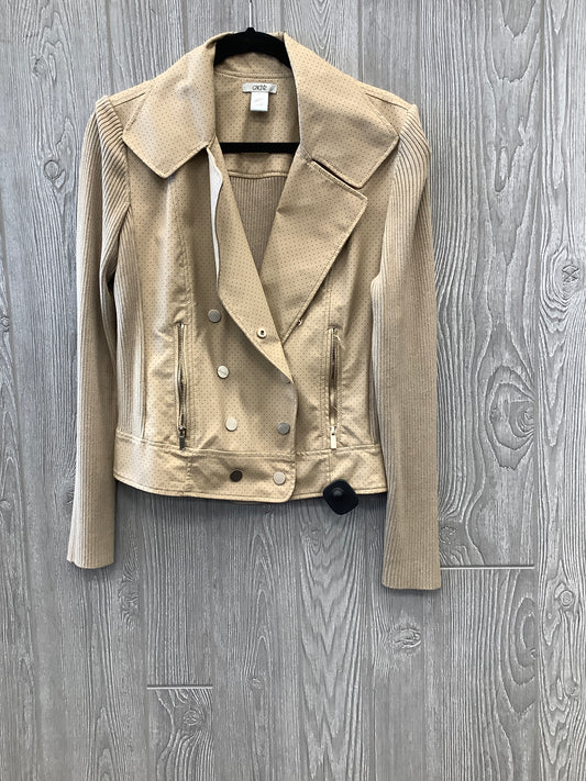 Jacket Moto By Cache In Tan, Size: L