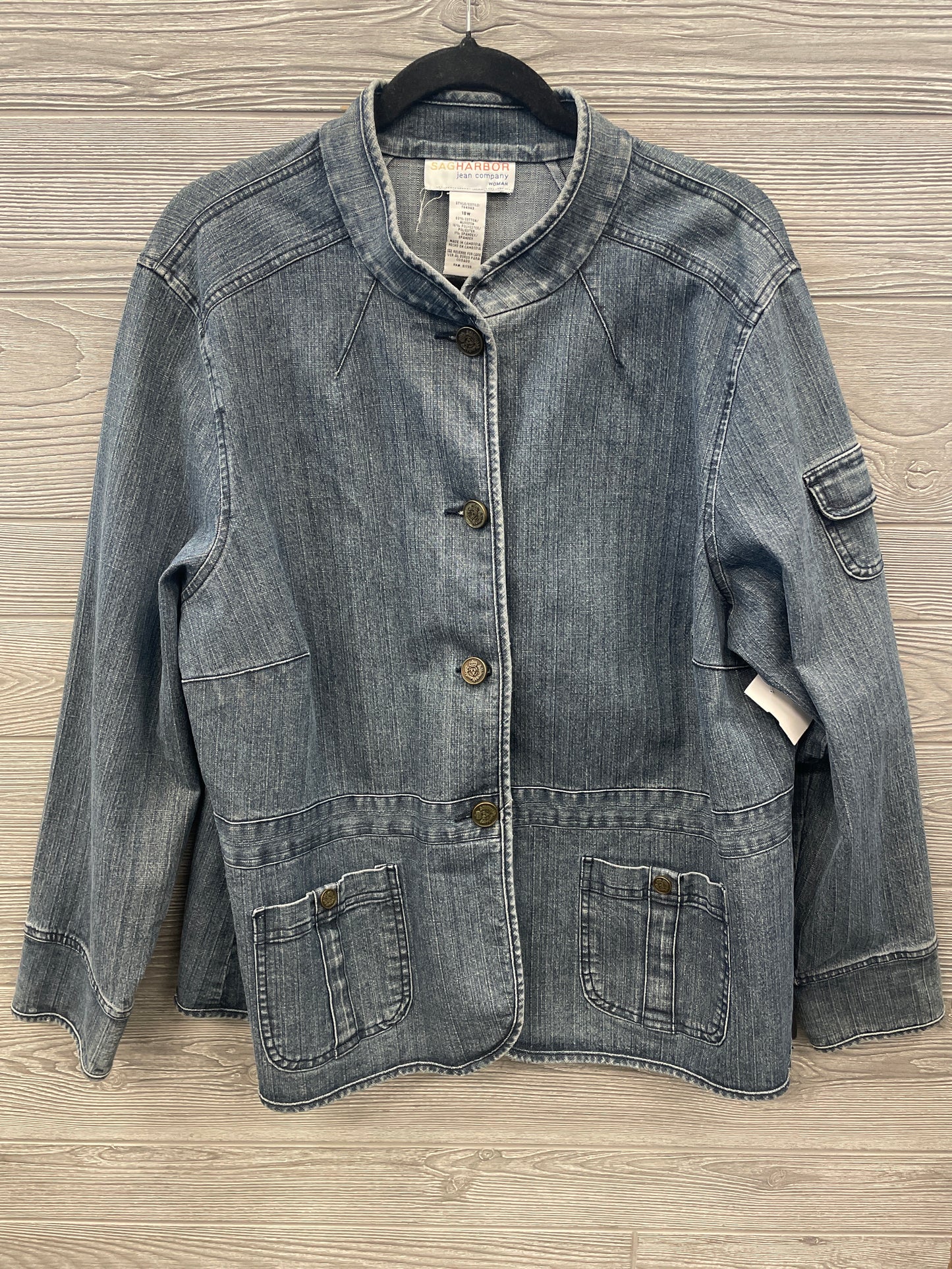 Jacket Denim By Sag Harbor In Blue Denim, Size: Xl