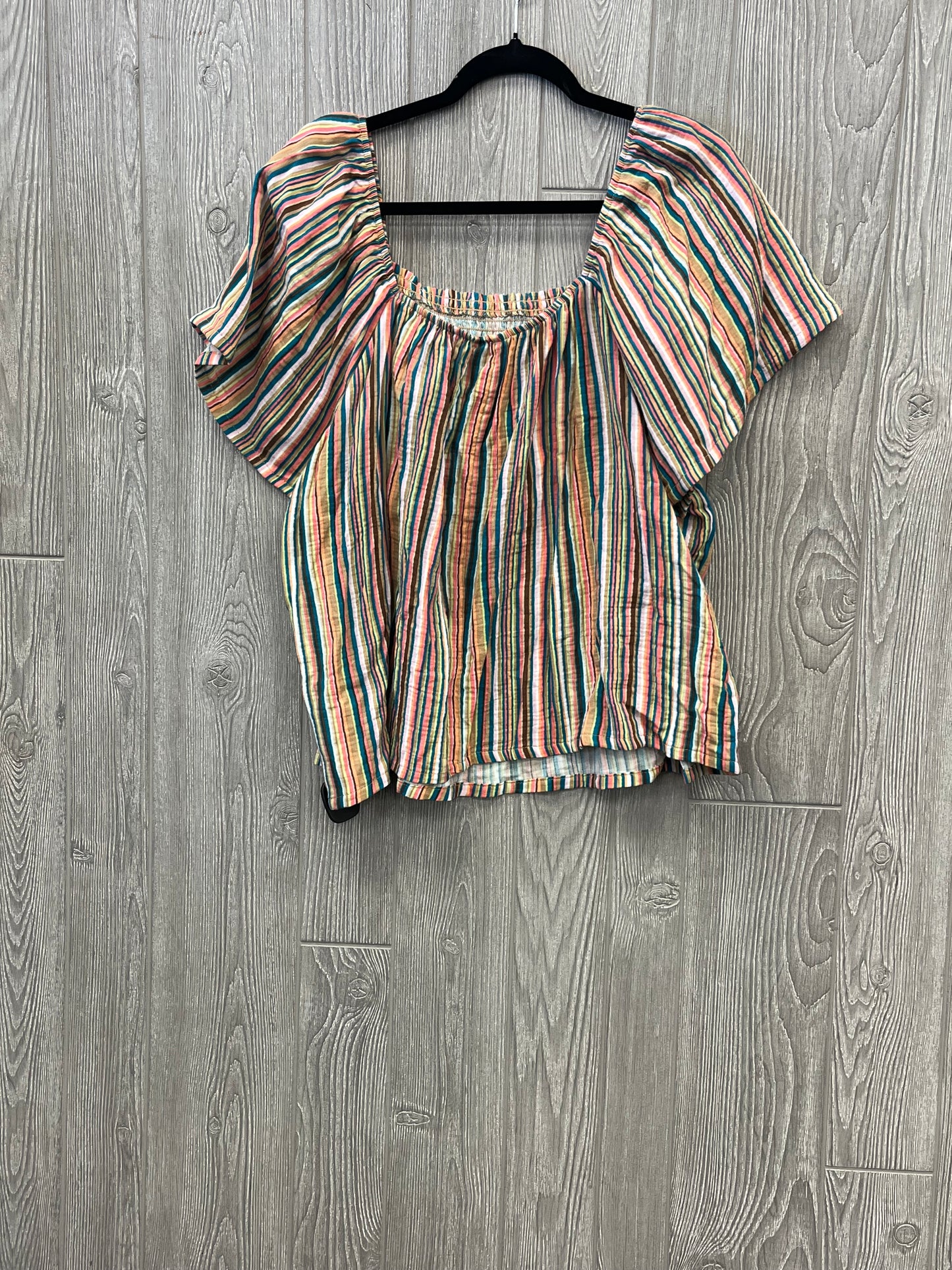 Top Short Sleeve By Joyspun In Striped Pattern, Size: 3x