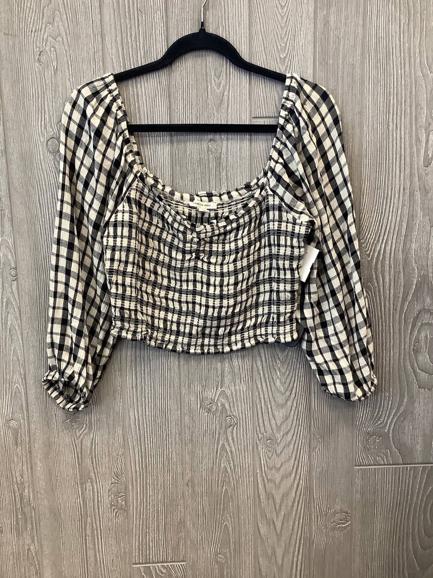 Top Long Sleeve By American Eagle In Plaid Pattern, Size: M