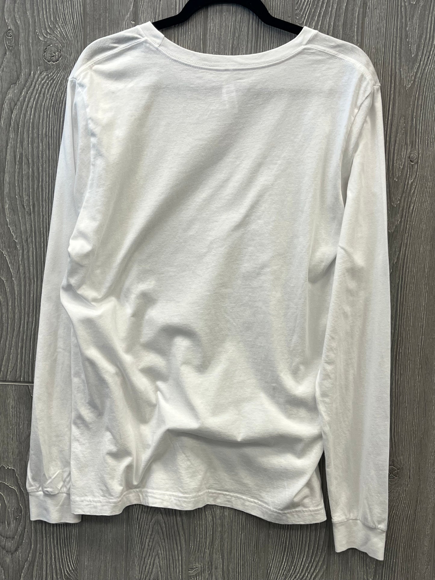 Top Long Sleeve By Bella + Canvas In White, Size: L