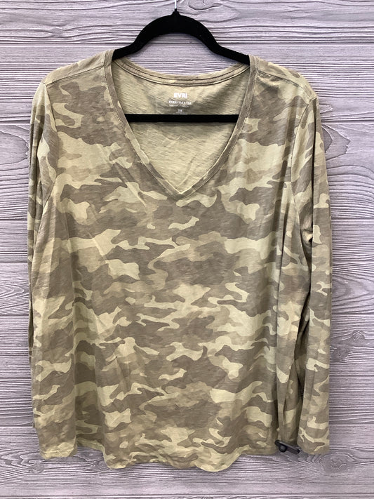 Top Long Sleeve By Evri In Camouflage Print, Size: 2x