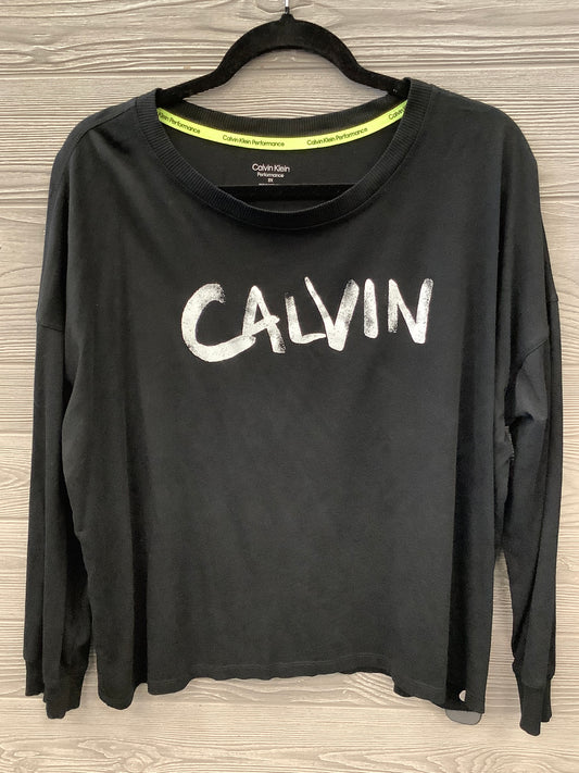 Athletic Top Long Sleeve Crewneck By Calvin Klein In Black, Size: 2x