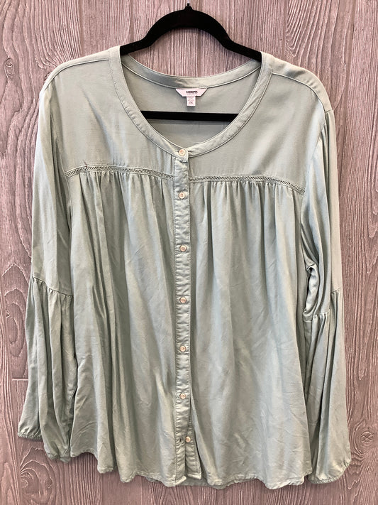 Top Long Sleeve By Sonoma In Green, Size: 2x