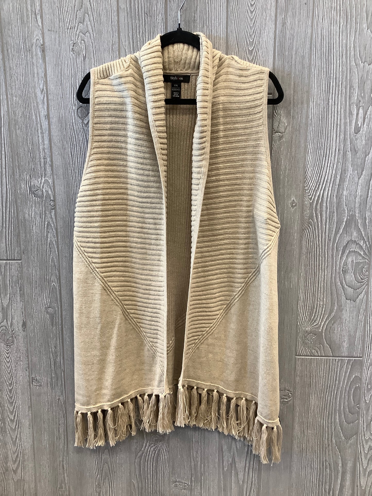 Vest Sweater By Style And Company In Tan, Size: Xxl