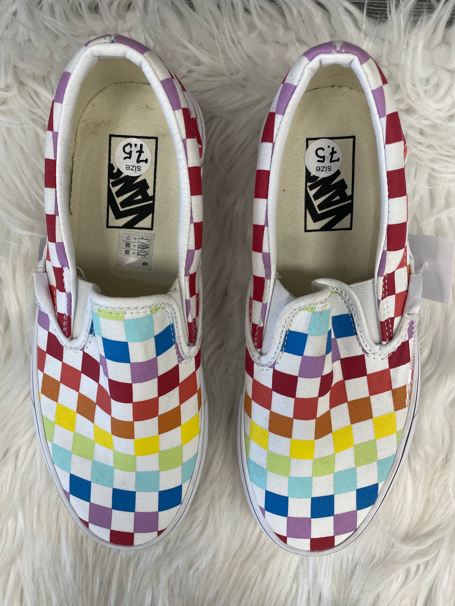 Shoes Flats By Vans In Rainbow Print, Size: 7.5