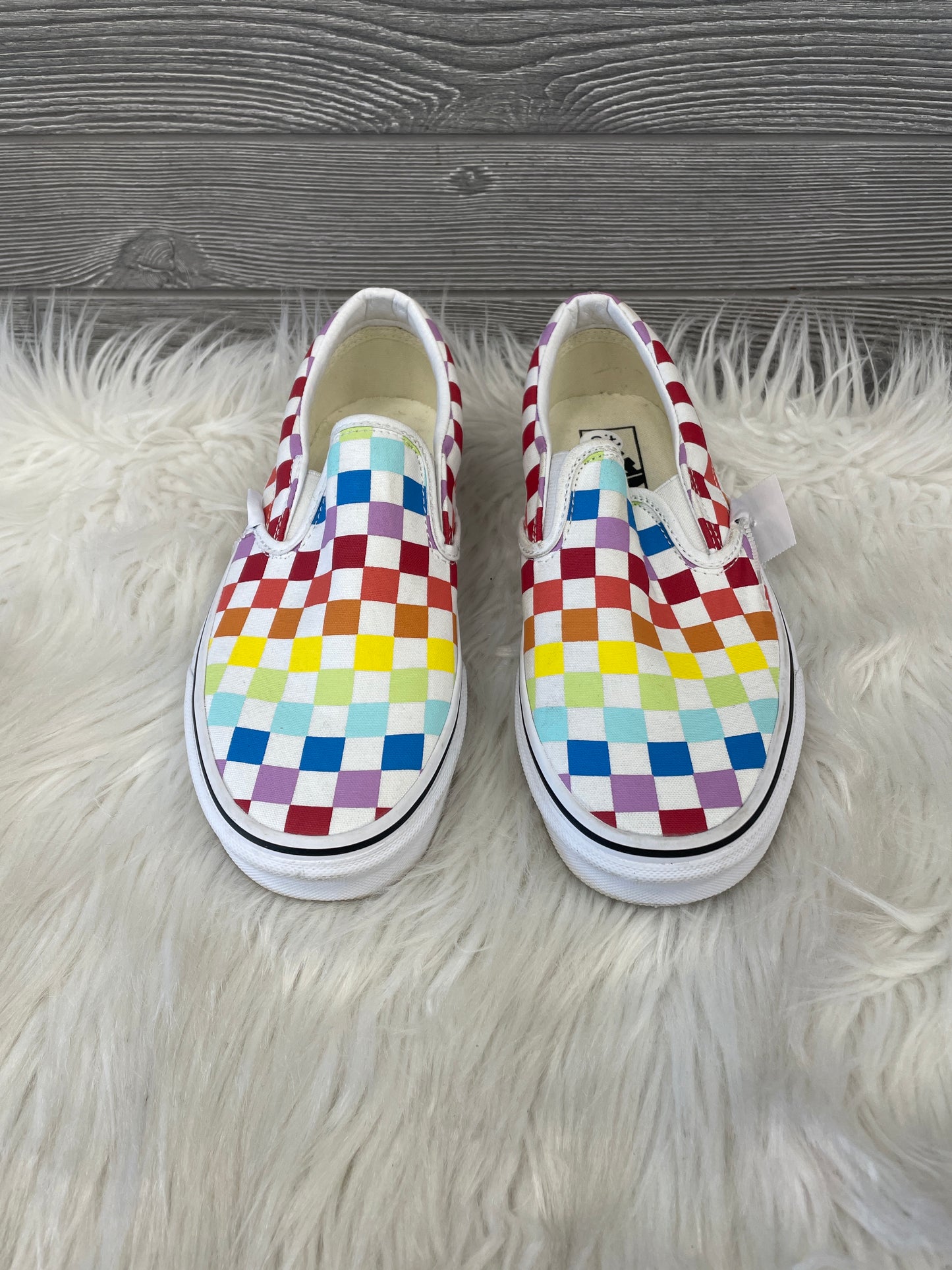 Shoes Flats By Vans In Rainbow Print, Size: 7.5