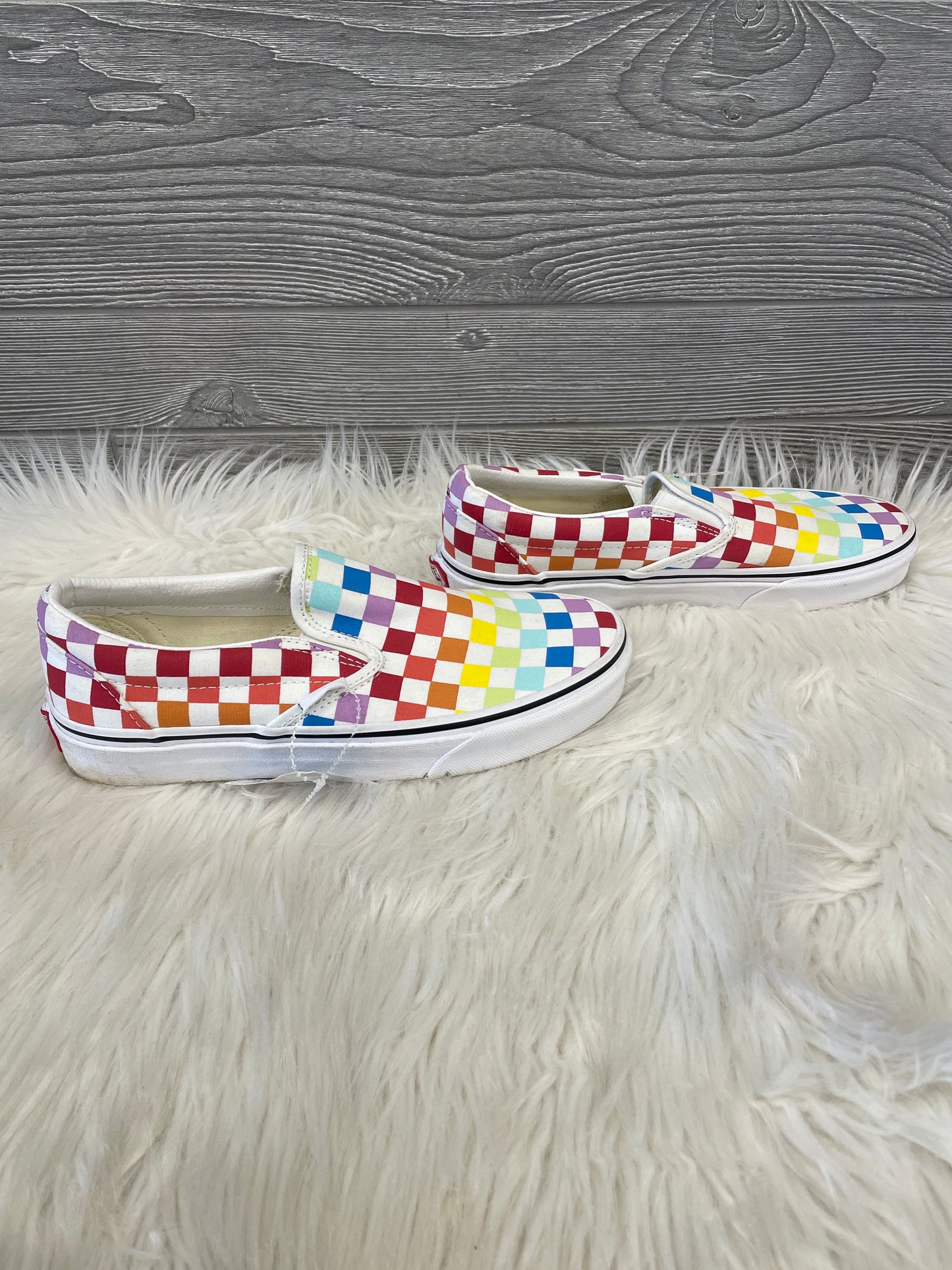 Shoes Flats By Vans In Rainbow Print, Size: 7.5