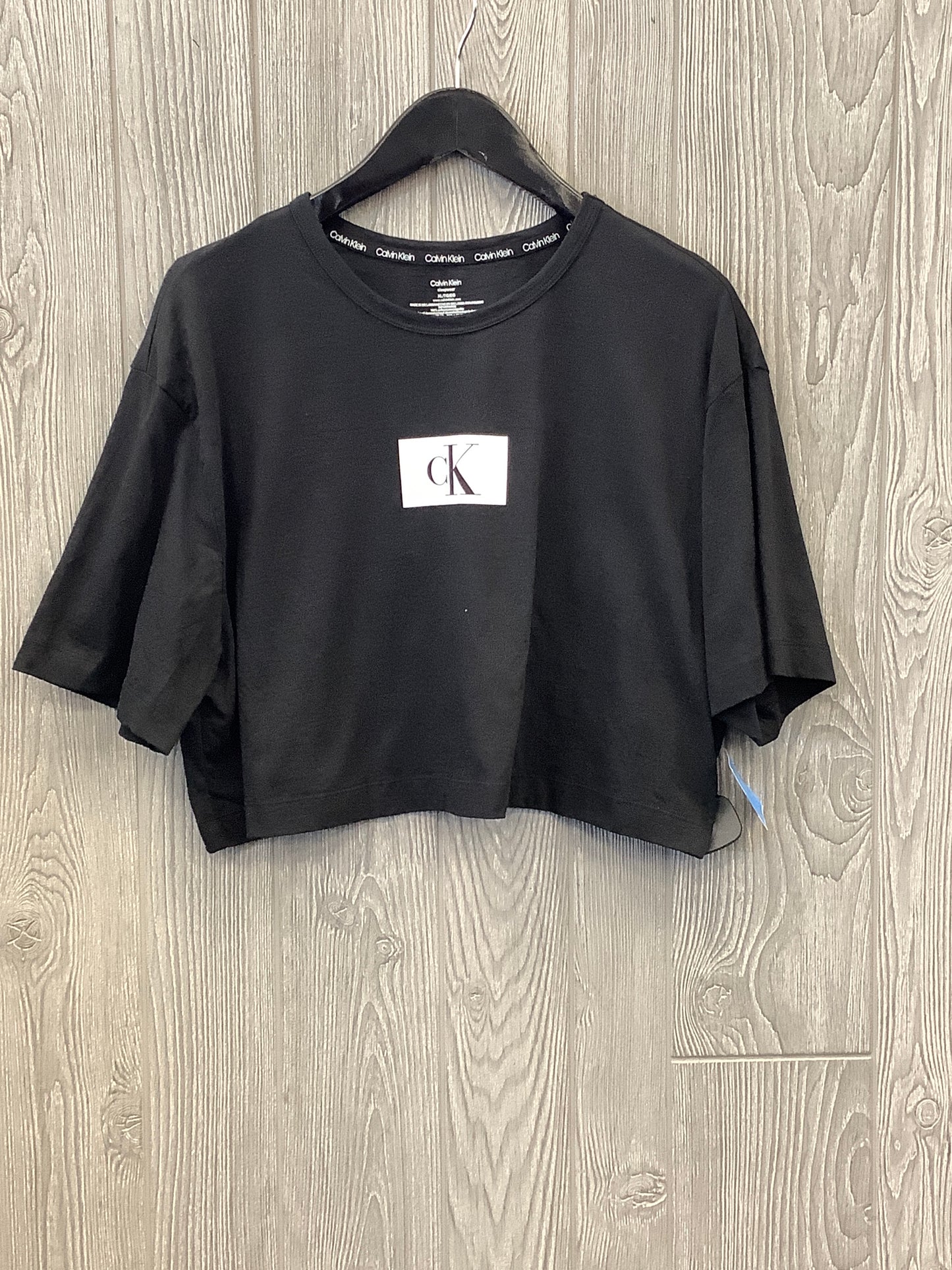 Athletic Top Short Sleeve By Calvin Klein In Black, Size: Xl