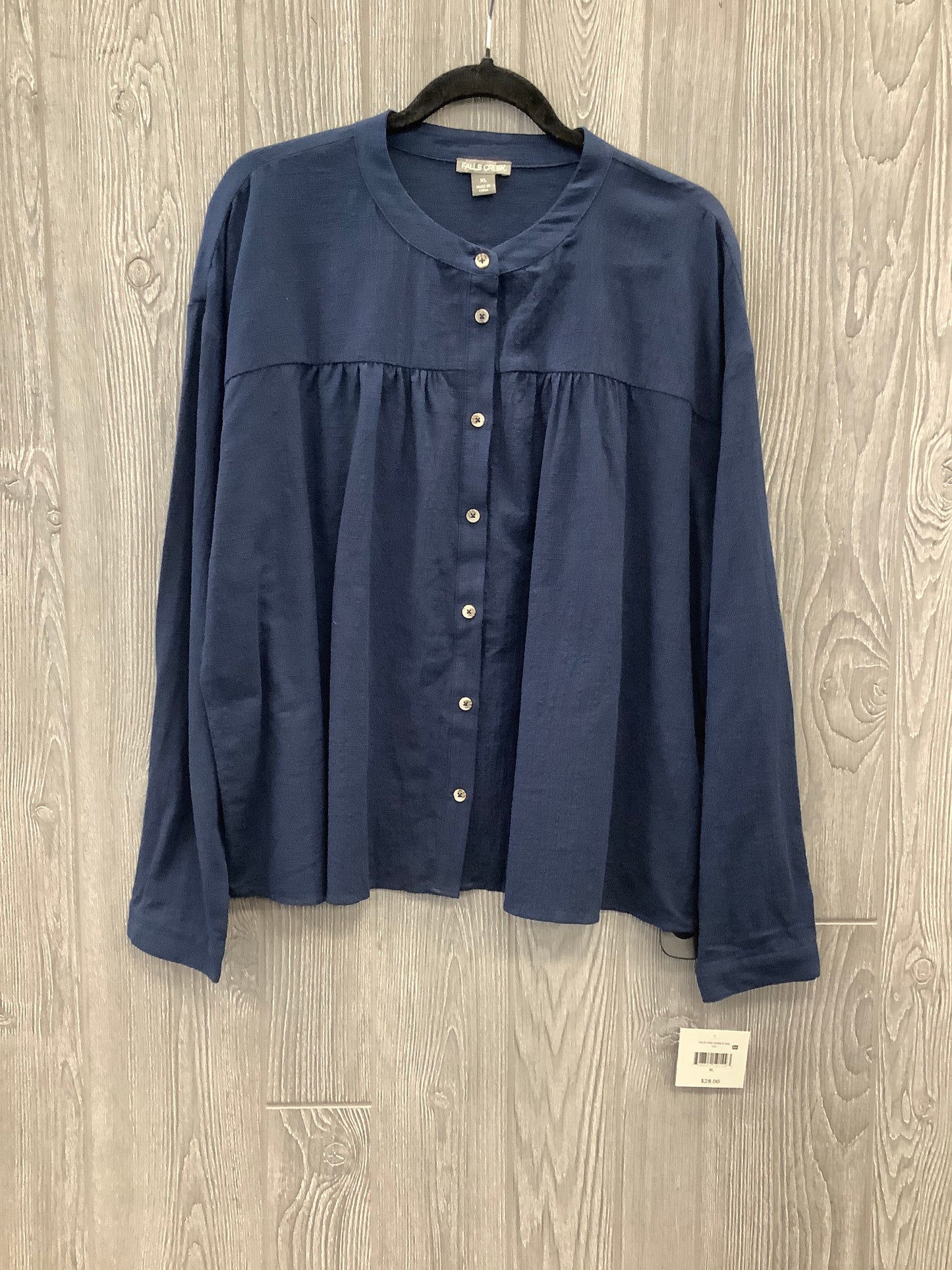 Top Long Sleeve By Falls Creek In Navy, Size: Xl