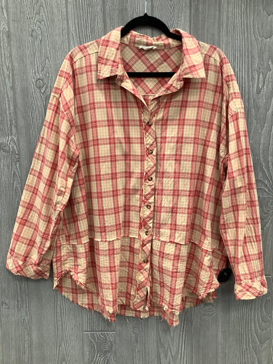 Top Long Sleeve By Easel In Plaid Pattern, Size: 1x