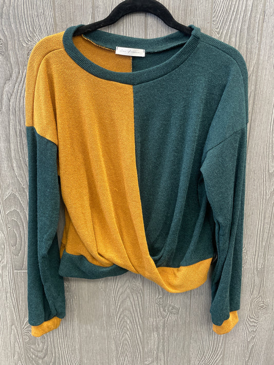 Sweater By Ces Femme In Green & Yellow, Size: M